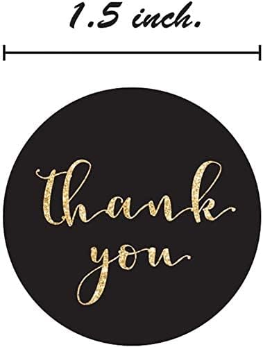 Faux Glitter Thank You Stickers / 1.5" Circle Labels / 1000 Thanks Stickers Per Roll