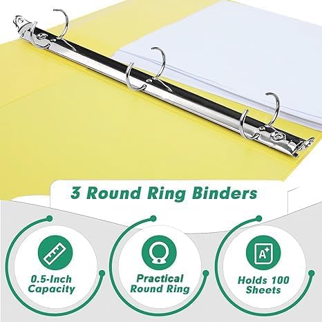 3 Ring Binder 0.5 Inch, PANDRI 6 Pack 1/2-Inch Binder Fits Letter Size 8.5'' x - Image 3