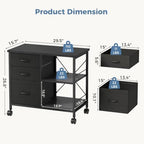 dumos 3 drawer mobile file cabinet, space saving shown in use
