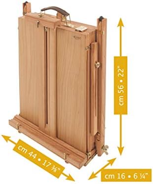 mabef m22 french sketch box easel, portable oiled, close-up detail