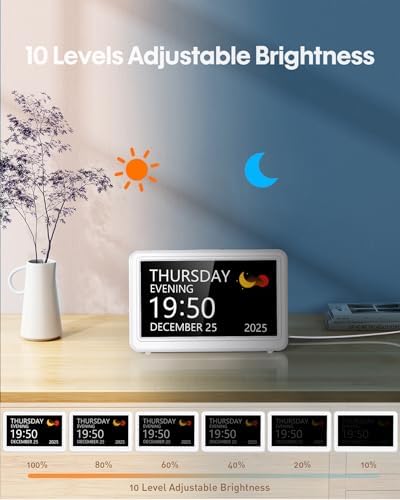 digital clock with date and week for seniors showing dimensions
