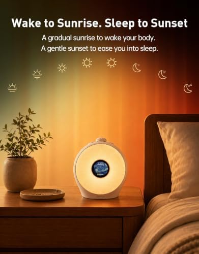 dekala sunrise alarm clock with pulse wake, 7-day, side view