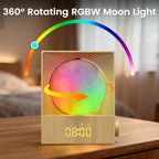 sunrise alarm clock, 360-degree rotating moonlight & 10, close-up detail