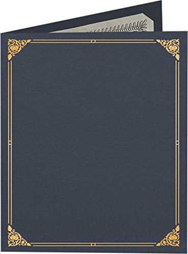 LUXPaper 9.5" x 12" Certificate Holders | Nautical Blue Linen | Embossed Gold - Image 2