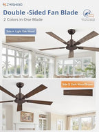 zmishibo 52 inch ceiling fan without light, brown, side view