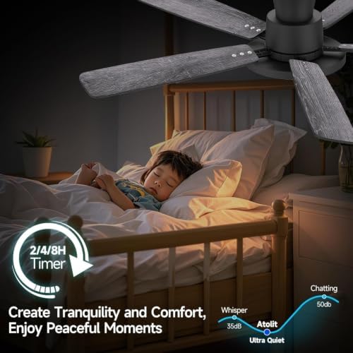 52" smart ceiling fans with lights compatible with on a desk or shelf