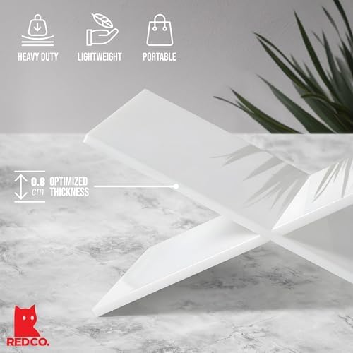 Red Co. Glossy White Acrylic Book Holder 2 Piece Reading Stand for Open and C...