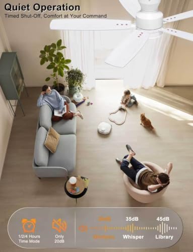 ohniyou 52'' low profile ceiling fan with lights showing dimensions
