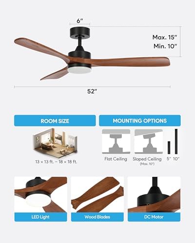 vonluce wood ceiling fan with lights 52 inch on a desk or shelf