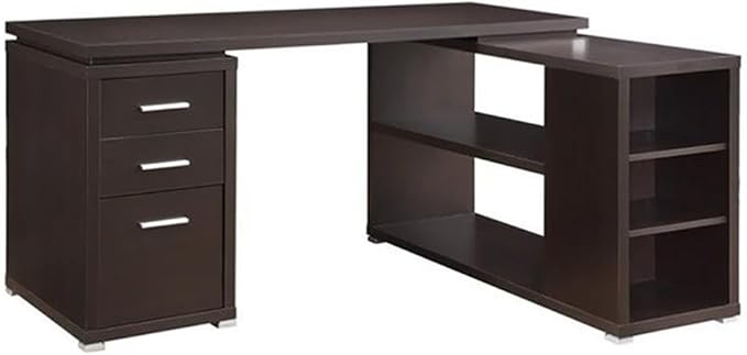 Pemberly Row L Shape Corner Storage Desk in Brown Cappuccino, Letter/Legal File by PEMBERLYROW