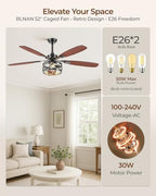blnan 52 inch ceiling fan with lights and on a desk or shelf