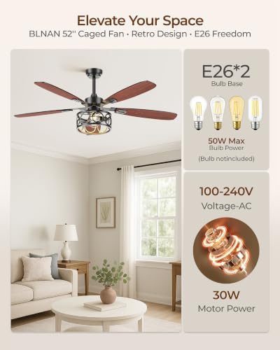 blnan 52 inch ceiling fan with lights and on a desk or shelf