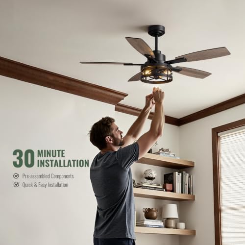 52 inch ceiling fan with light and remote, package contents