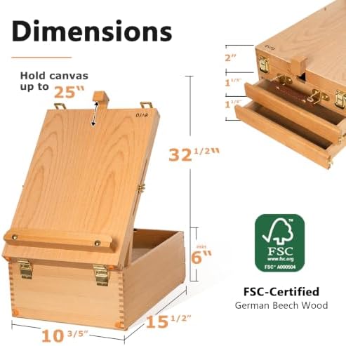 djar adjustable tabletop sketchbox easel for painting, 3 shown in use