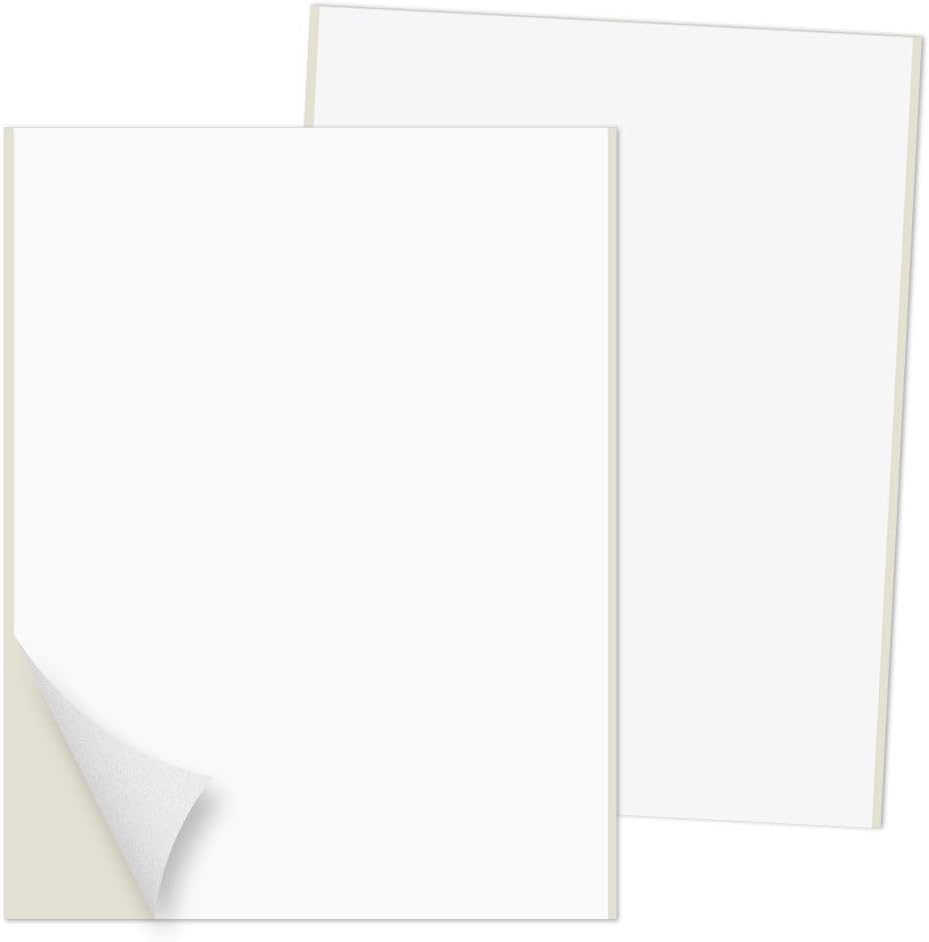 Sticker Printer Paper Shipping Labels Full Sheet with Self Adhesive, Square Corner, for Laser & Inkjet Printers, 8.5 x 11 Inch White (25 Labels)