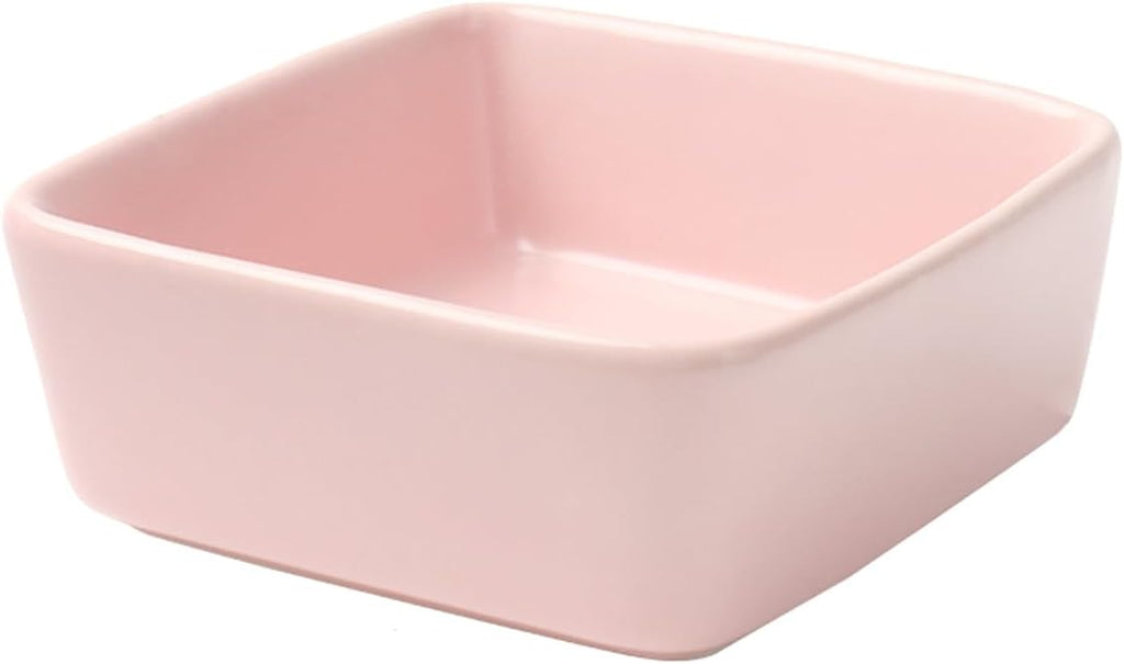 NatSumeBasics Pink Ceramic Paper Clip Holder Dispenser | Square Paper Clips & Push Pins, Office Desk Organizer