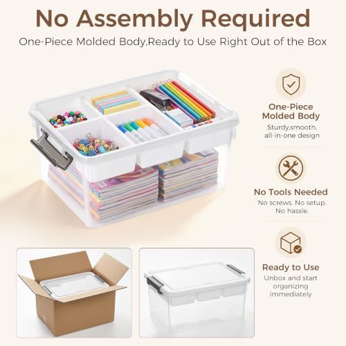 citylife 17qt clear craft organizers and storage box, package contents