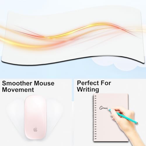 Desk Mat with Wireless Charging, White Mouse Pad with Wireless Charger, Desk ...