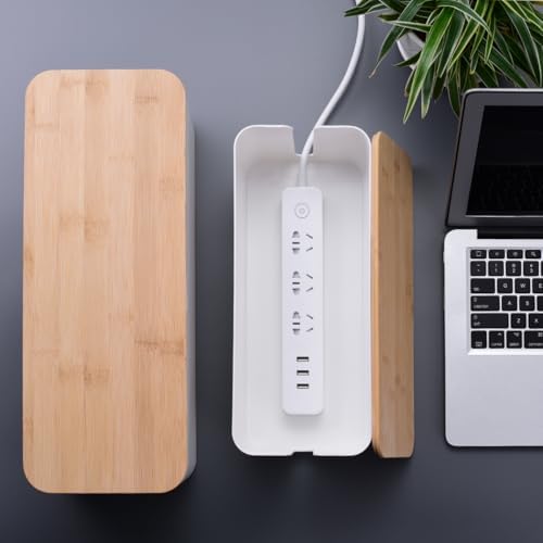 Naeety 2Pack Cable Management Box,Wooden Style Cord Organizer Cord Hide Box