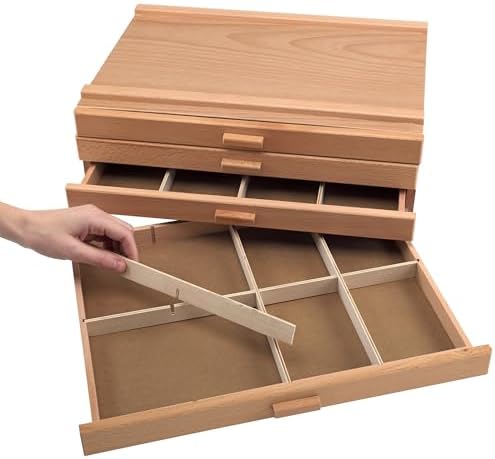 hg art concepts artist storage chest, wooden brush, close-up detail