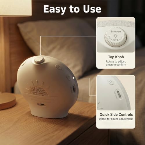 sunrise alarm clock wake up light, white noise, view 9