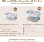 160qt stackable storage bins with lids trays craft, front angle view