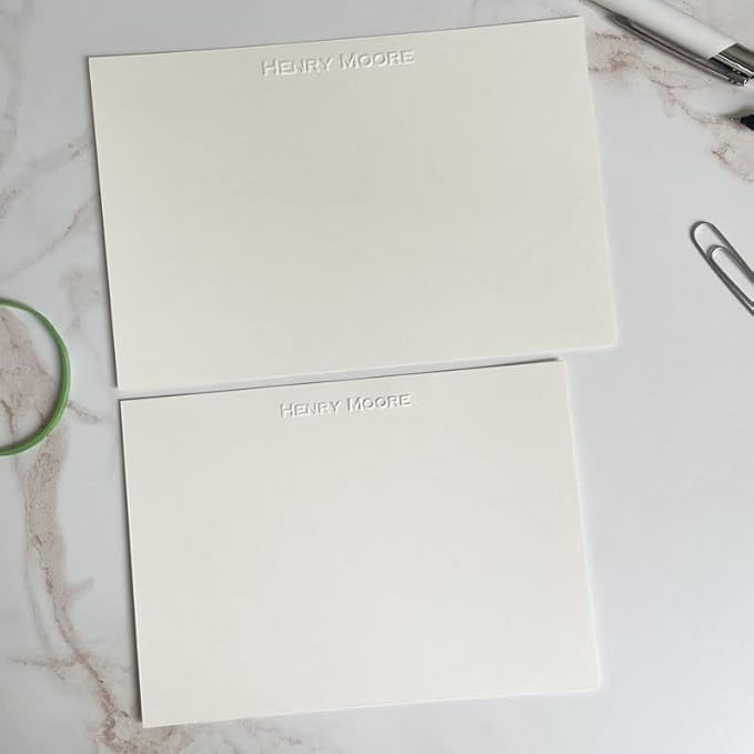 Personalized Embossed Flat Note Cards Set – Custom Blind Embossed Stationery - Image 5