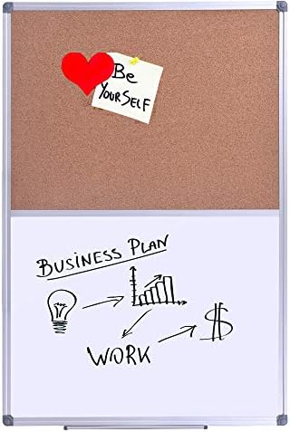 Magnetic White Board and Cork Board Combo for Wall, 36 x 24 Inch