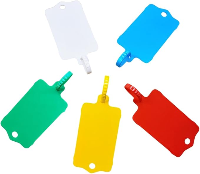 100pcs Reusable Blank Plastic Tags Ties Key Tags 1.45"*2.48" Serrated Tension by XF-Vel
