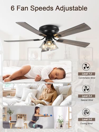 52 inch vintage flush mount ceiling fan with, view 9
