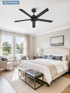 zmishibo 52 inch ceiling fan no light, commercial, front angle view