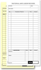 2 Part Carbon-Less Material & Labor Record Books by NextDayLabels