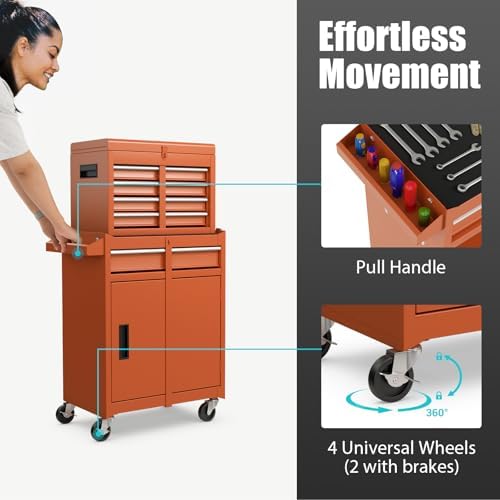dreamade 5-drawer tool chest combo, rolling tool cabinet on a desk or shelf