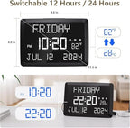 raynic digital clock, 11.5" large display calendar clock shown in use