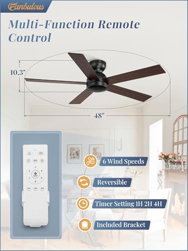 fanbulous 48 inch black ceiling fan no light shown in use
