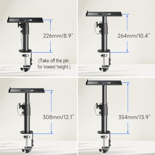 suptek Clamp-on Speaker Stand Desk Mount Set, Height Adjustment, Tilt, Swivel...