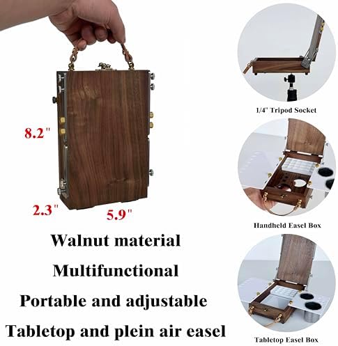 tabletop easel box with watercolor palette empty, portable, package contents