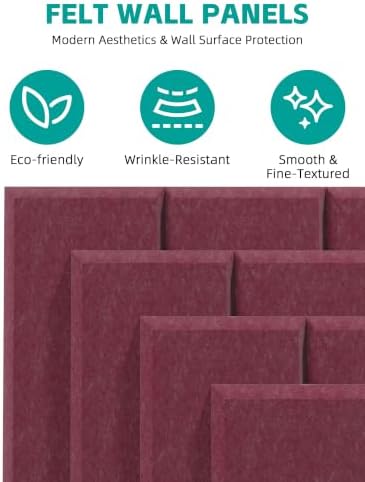 Felt Bulletin Board Tiles 48"x36", 12-Pack, Self-Adhesive Pin Board...