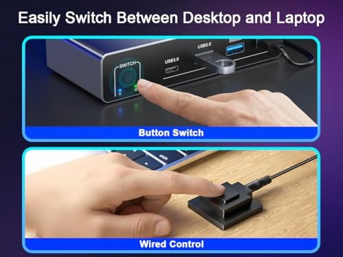 8K@60Hz USB C KVM Switch 2 Monitors 2 Computers,Dual Monitor KVM Switch for D...