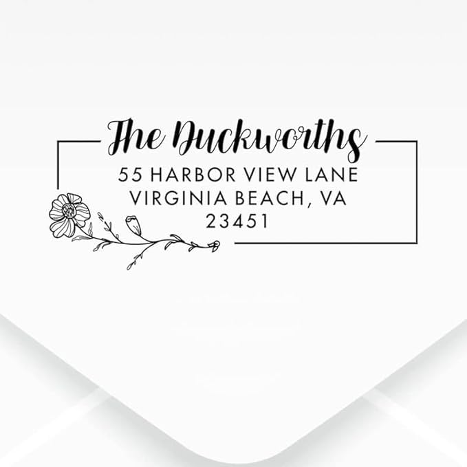 Custom Floral Address Stamp | Choose from 12 Designs | Multiple Ink Color - Image 2