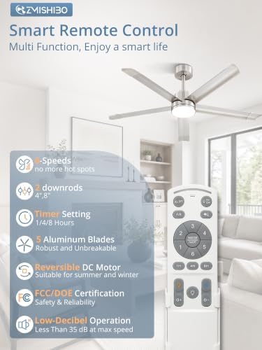 zmishibo 52 inch ceiling fans with lights, bend-resistant shown in use