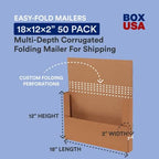 box usa flat mailer shipping boxes 18"l x shown in use