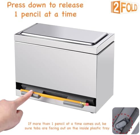 2Fold Pencil Dispenser for Classroom - Stainless Steel Bulk Pencil Holder for...