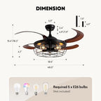 48" retractable ceiling fan with lights and remote, package contents