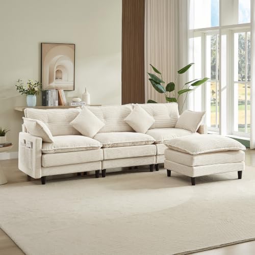 Match Ottoman Only for Cloud Modular Sectional Couch Sectional, Corduroy Foot...