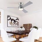 asyko 46" silver modern low profile ceiling fans, view 9