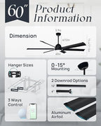 60 inch smart outdoor ceiling fan with light,6 on a desk or shelf