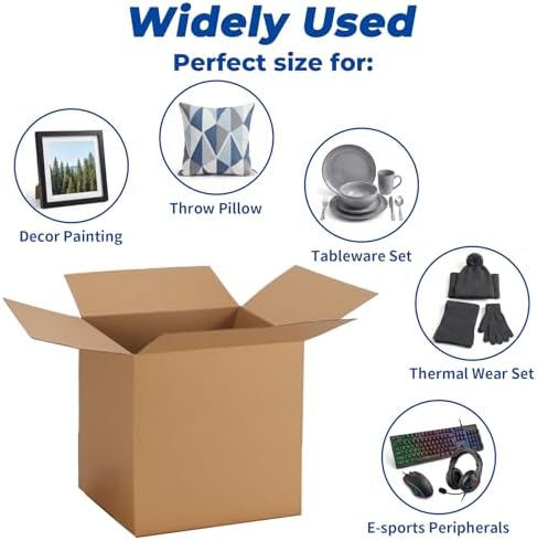 crugla 12x12x12 shipping boxes 10 pack, brown corrugated showing dimensions
