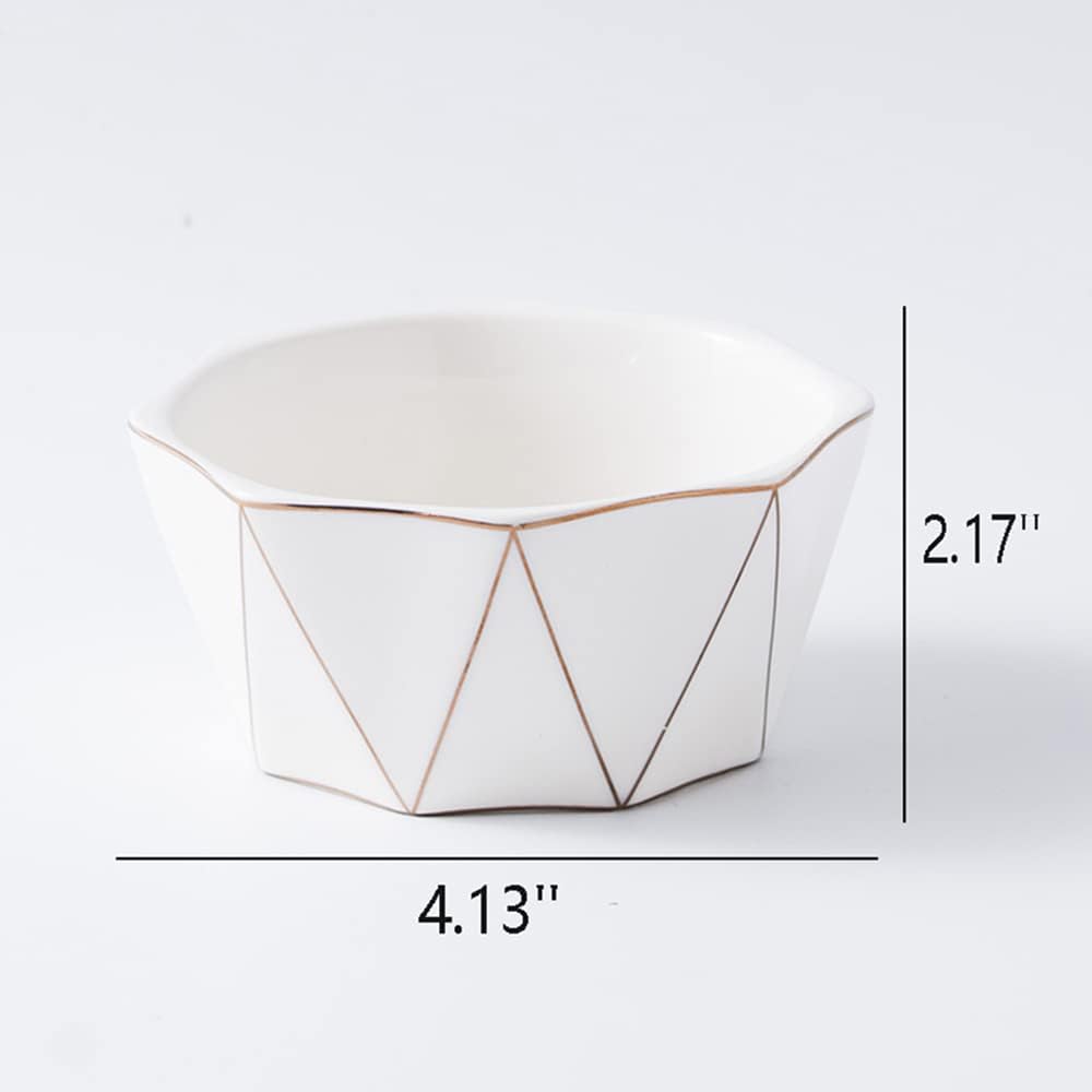 Paper Clip Holder With Gold Line Geometric Ceramic Paper Clip Dispenser for Desk Cute Paper Clip Organizer Office Binder Clip Holder (White)