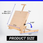 falling in art adjustable beechwood tabletop easel, holds shown in use